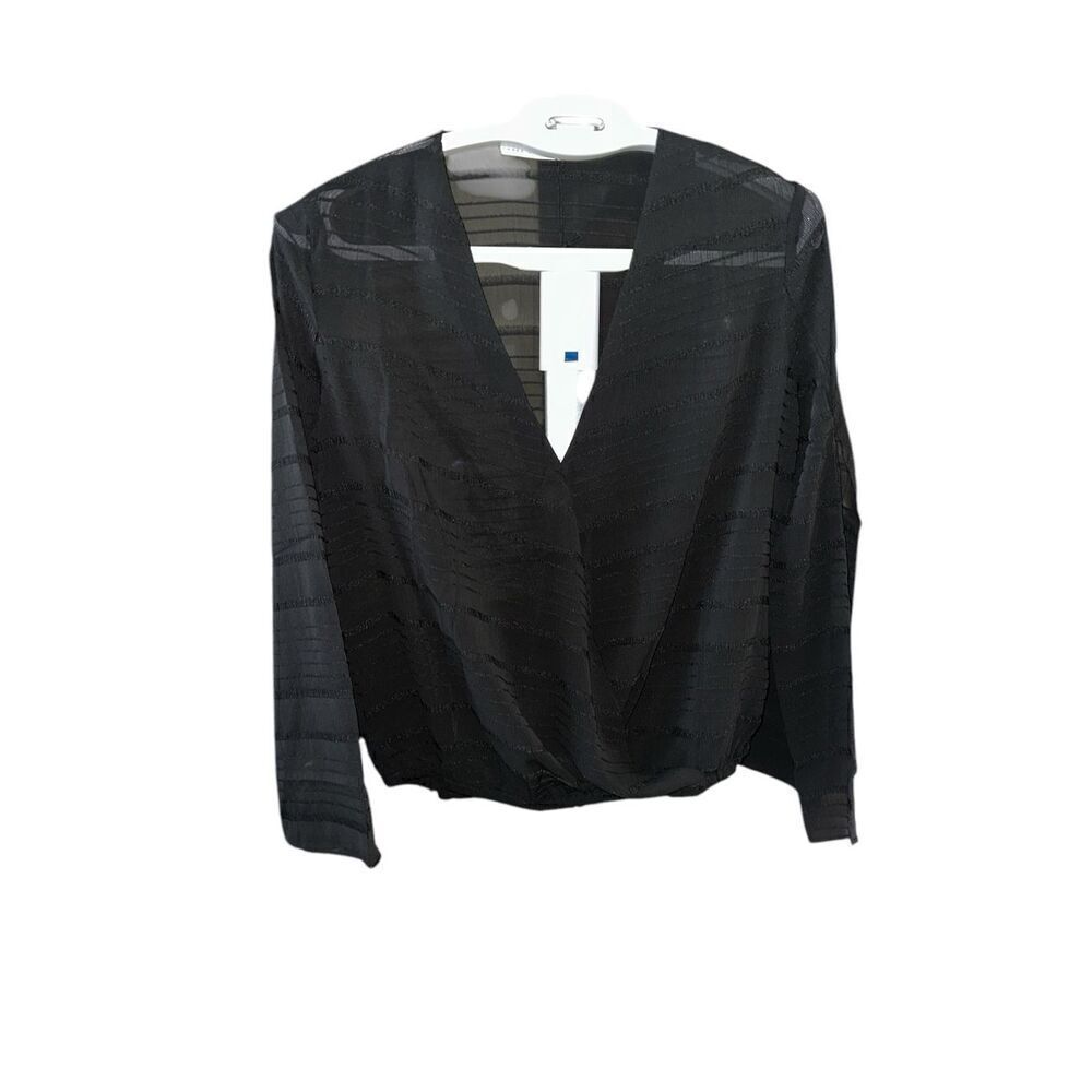 three eighty two Dara split sleeve black top